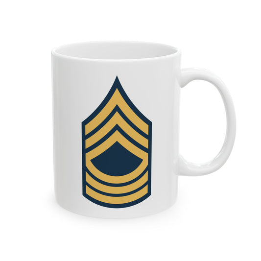 US Army Master Sergeant (E-8) Stripes Coffee Mug - Double Sided Print, White Ceramic, 11oz by TheGlassyLass.com
