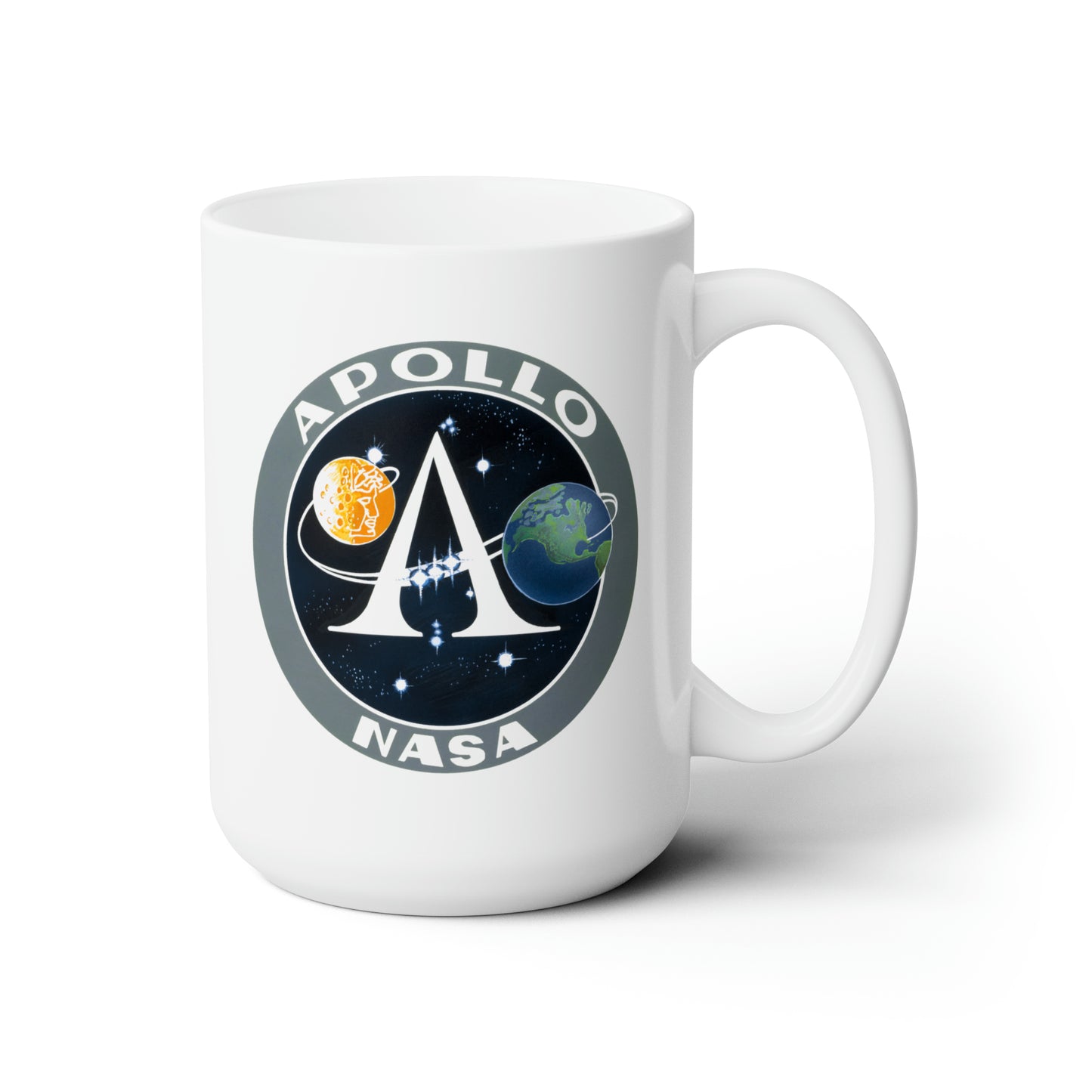 NASA Apollo Program Coffee Mug - Double Sided White Ceramic 15oz by TheGlassyLass.com