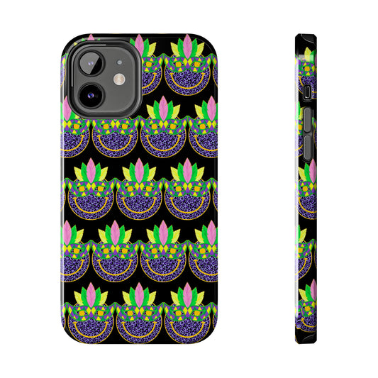 Mardi Gras Cat Mask: iPhone Tough Case Design - Wireless Charging - Superior Protection - Original Designs by TheGlassyLass.com