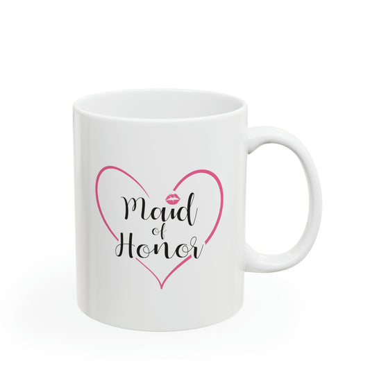Maid of Honor Coffee Mug - Double Sided 11oz White Ceramic by TheGlassyLass.com