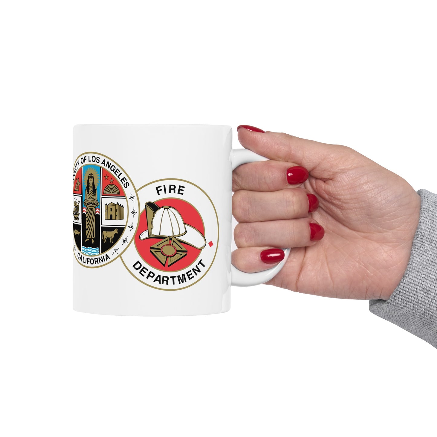 Los Angeles County Fire Department Coffee Mug - Double Sided Print White Ceramic 11oz by TheGlassyLass.com