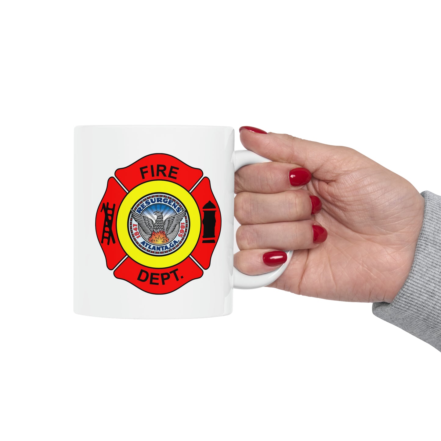 Atlanta Fire Department Coffee Mug - Double Sided White Ceramic 11oz by TheGlassyLass.com