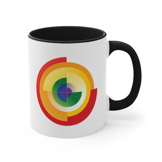 Rainbow Pride Flag Coffee Mug - Double Sided Black Accent White Ceramic 11oz by TheGlassyLass.com