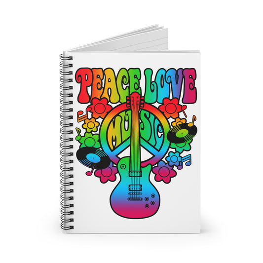 Peace - Love - Music: Spiral Notebook - Log Books - Journals - Diaries - and More Custom Printed by TheGlassyLass.com