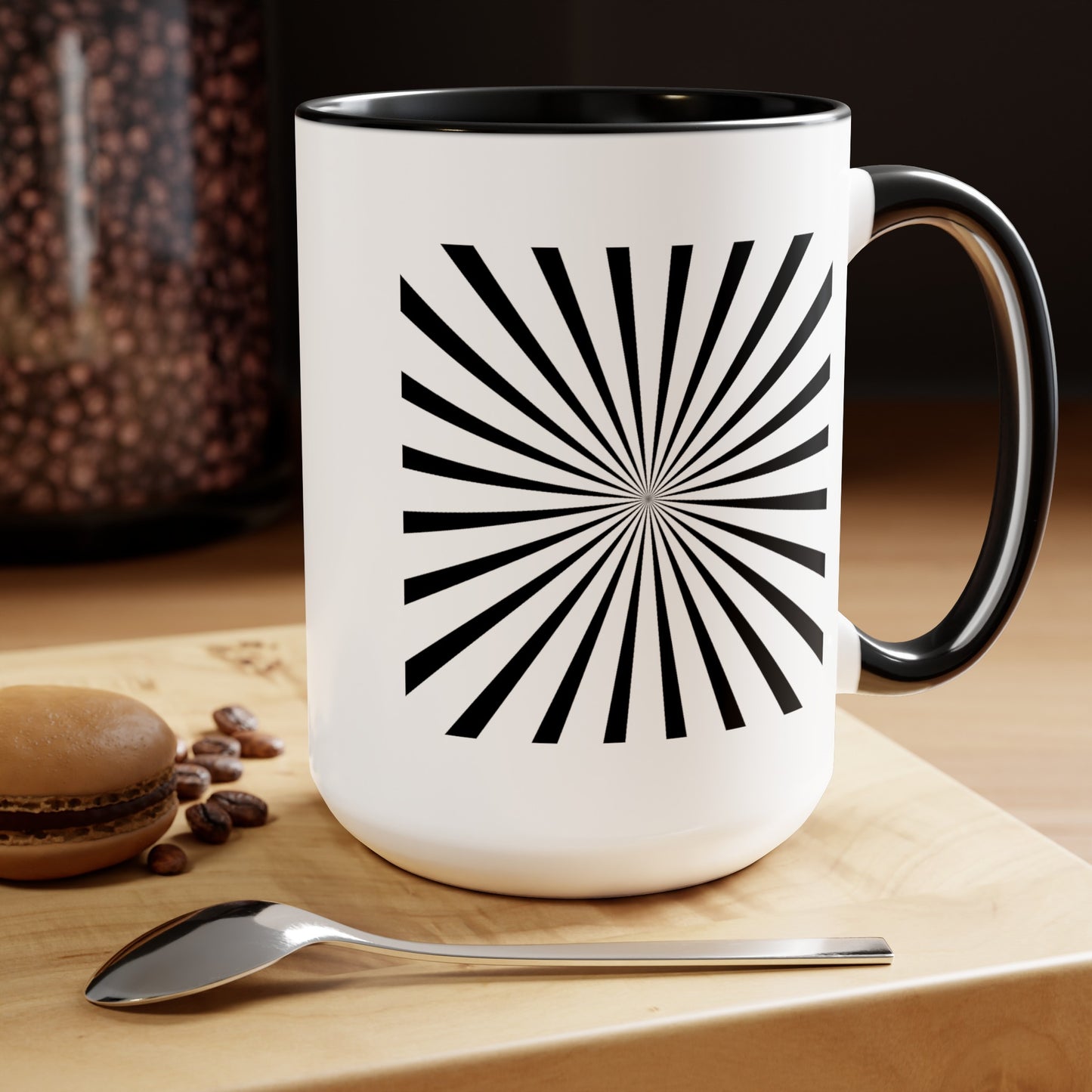 Hypnotize Coffee Mug - Double Sided Black Accent White Ceramic 15oz by TheGlassyLass.com