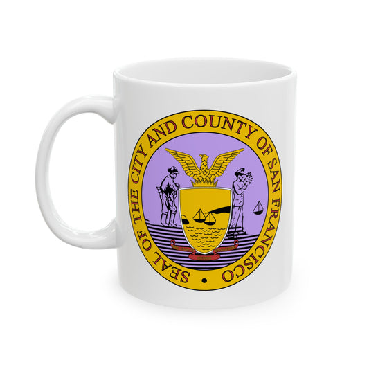 San Francisco City / County Seal Coffee Mug - Double Sided Print, White Ceramic, 11oz by TheGlassyLass.com