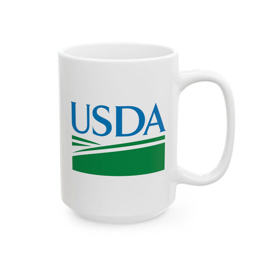 USDA Seal Coffee Mug - Double Sided White Ceramic 15oz by TheGlassyLass.com