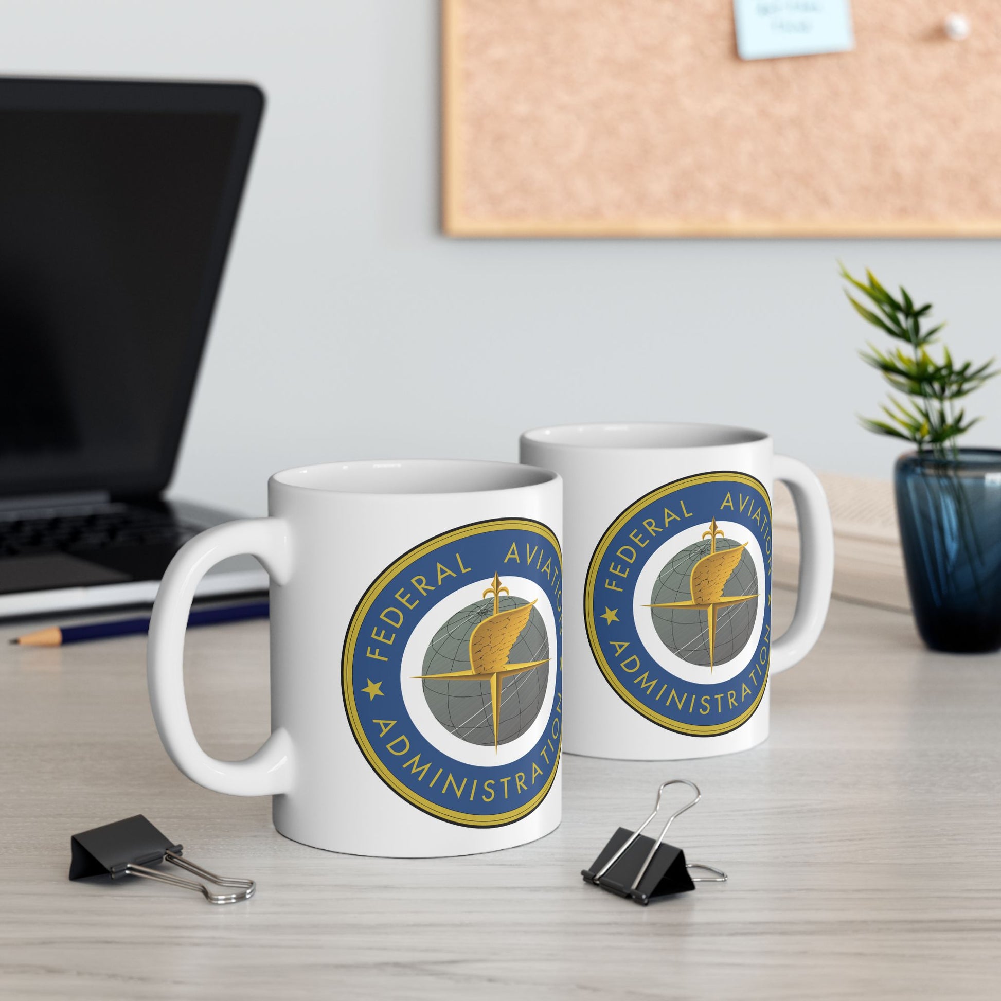 Federal Aviation Administration (FAA) Coffee Mug - Double Sided Print, White Ceramic, 11oz by TheGlassyLass.com