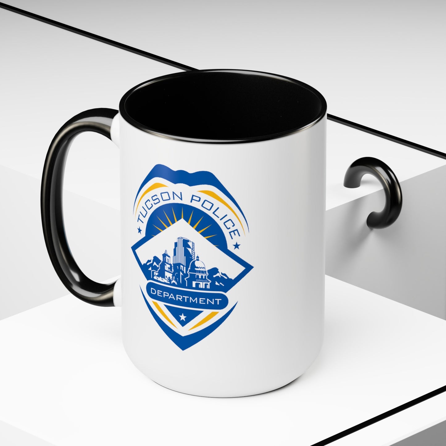 Tucson Police Coffee Mug - Double Sided Black Accent White Ceramic 15oz by TheGlassyLass.com