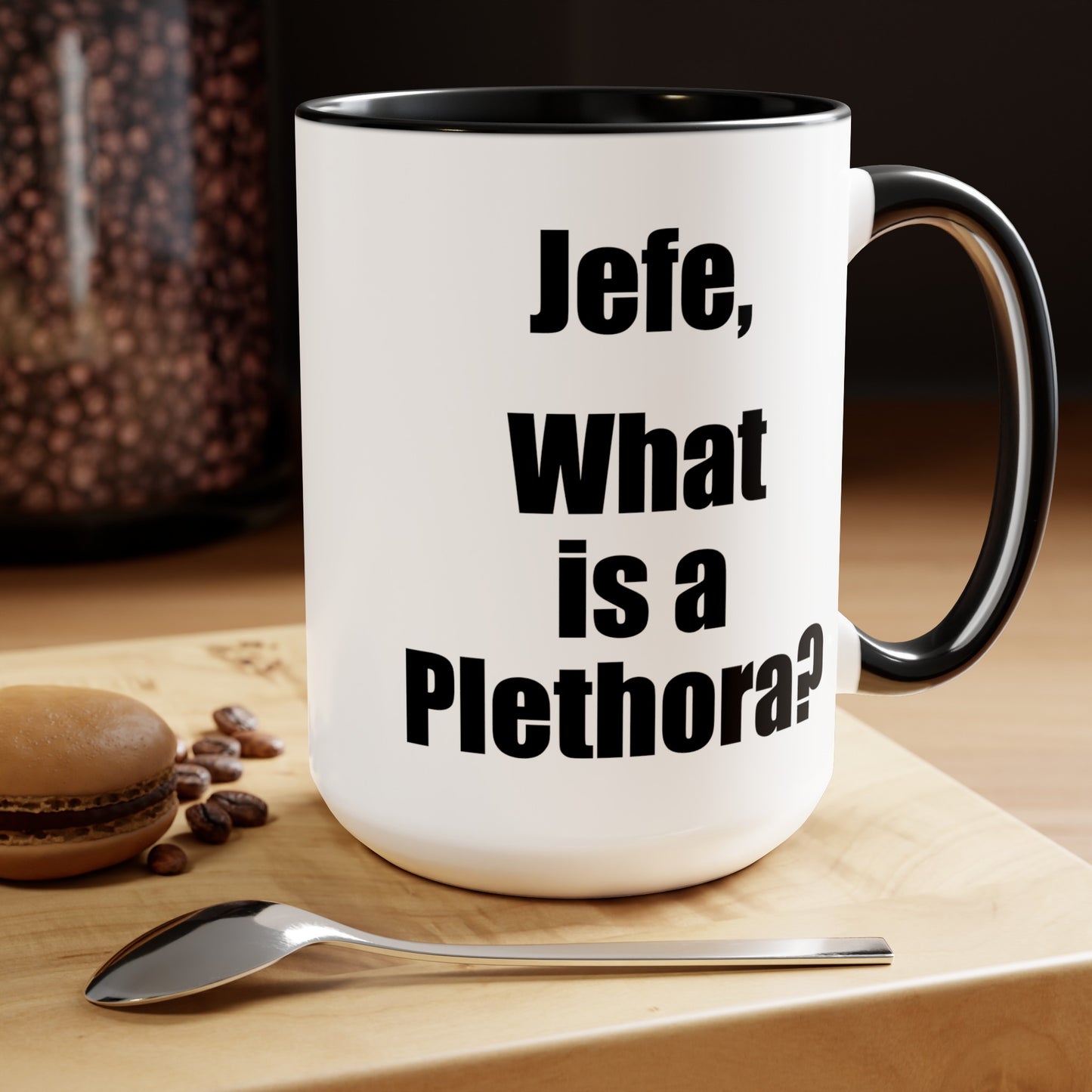 What is a Plethora Coffee Mug - Double Sided Black Accent White Ceramic 15oz by TheGlassyLass.com
