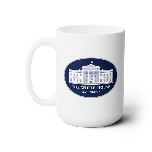 The White House Coffee Mug - Double Sided White Ceramic 15oz by TheGlassyLass.com
