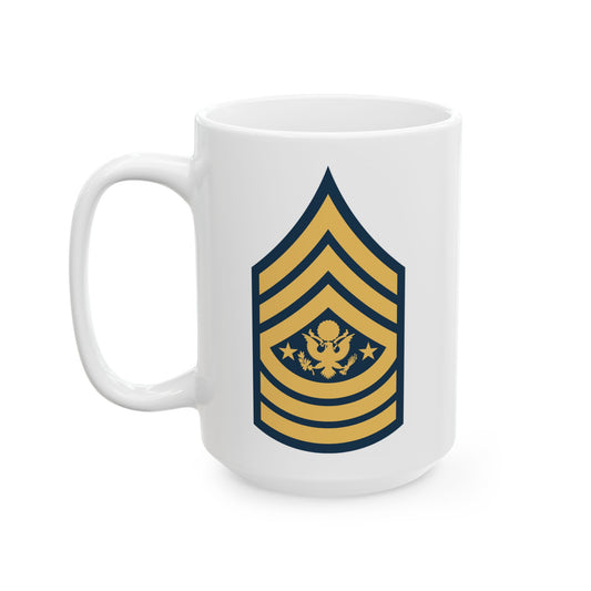 Sergeant Major of the Army (E-9S) Stripes Coffee Mug - Double Sided Print, White Ceramic, 15oz by TheGlassyLass.com