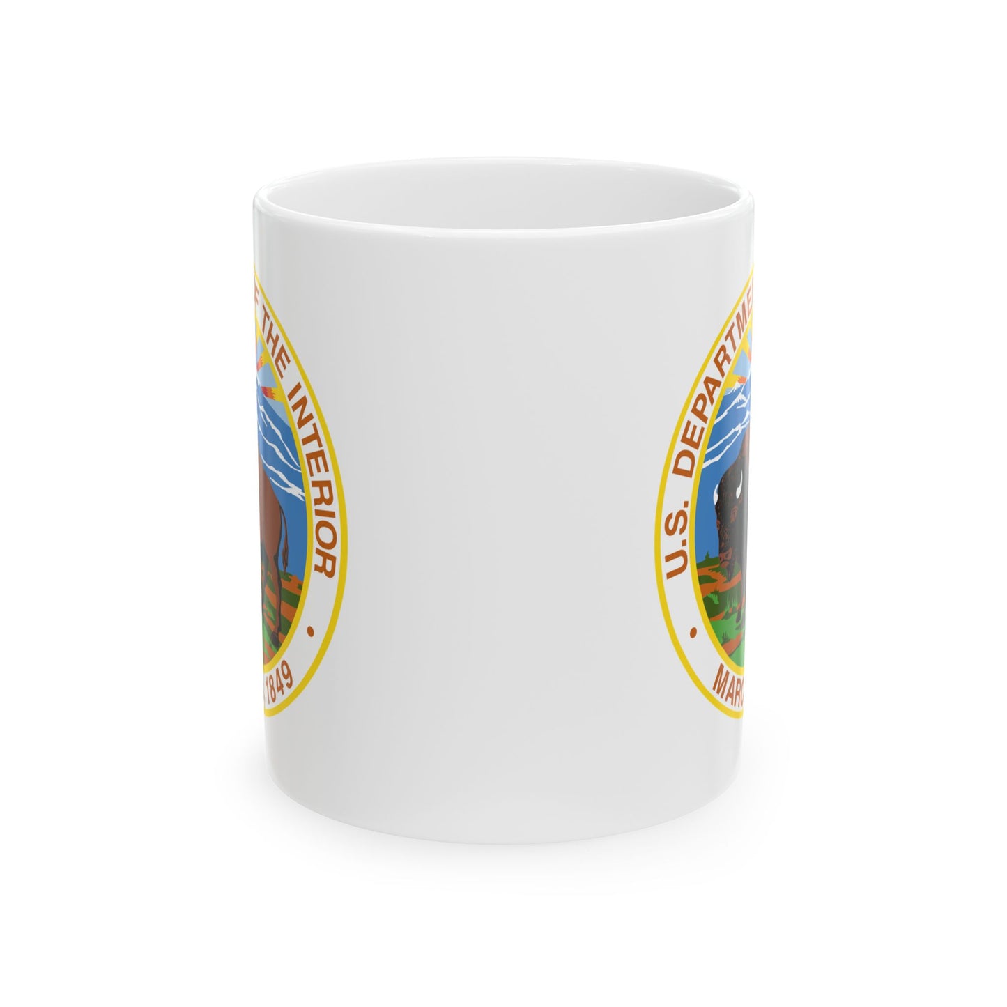 US Department of the Interior Coffee Mug - Double Sided Print, White Ceramic, 11oz by TheGlassyLass.com