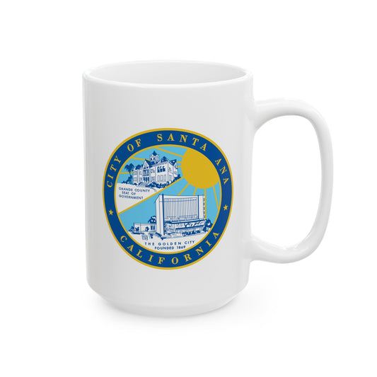 Santa Ana California Seal Coffee Mug - Double Sided Print, White Ceramic, 15oz by TheGlassyLass.com