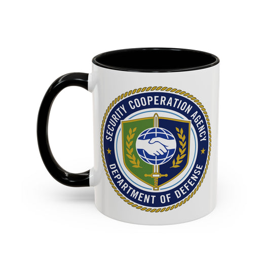 Defense Security Cooperation Agency Coffee Mug - Double Sided Print, Black Accent White Ceramic, 11oz by TheGlassyLass.com