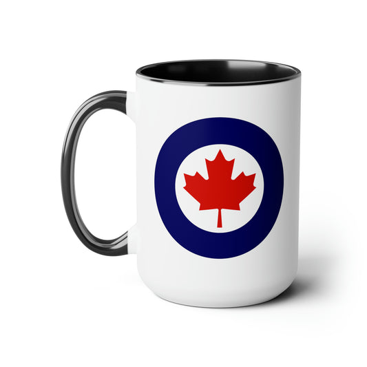 Canadian Air Force Roundel Coffee Mug - Double Sided Black Accent Ceramic 15oz - by TheGlassyLass.com