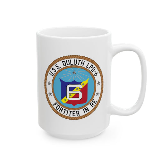USS Duluth LPD-6 Crest Coffee Mug - Double Sided Print, White Ceramic, 15oz by TheGlassyLass.com