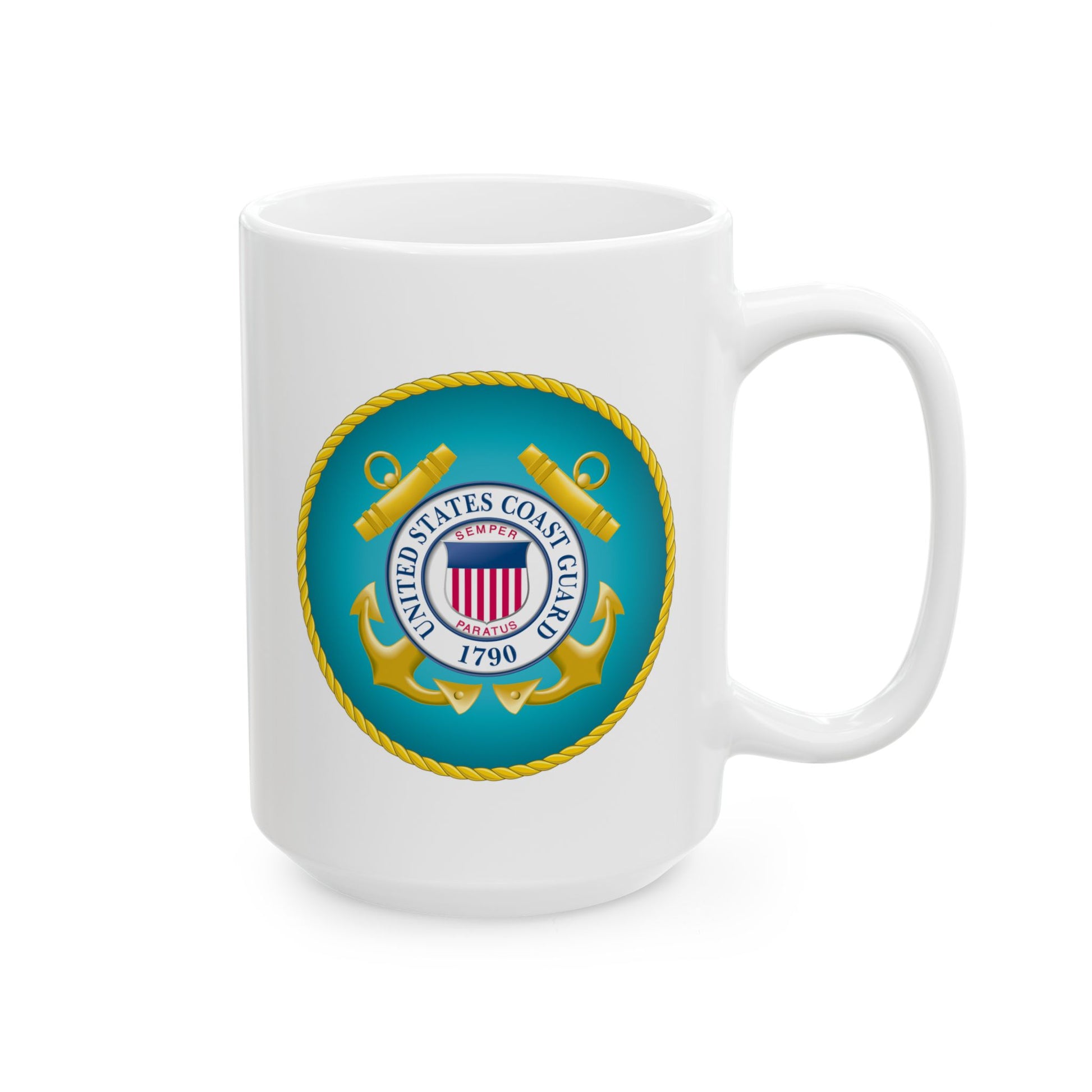 United States Coast Guard Seal Coffee Mug - Double Sided Print, White Ceramic, 15oz by TheGlassyLass.com