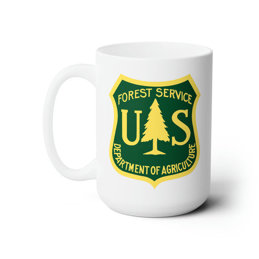 Forest Service Coffee Mug - Double Sided White Ceramic 15oz by TheGlassyLass.com