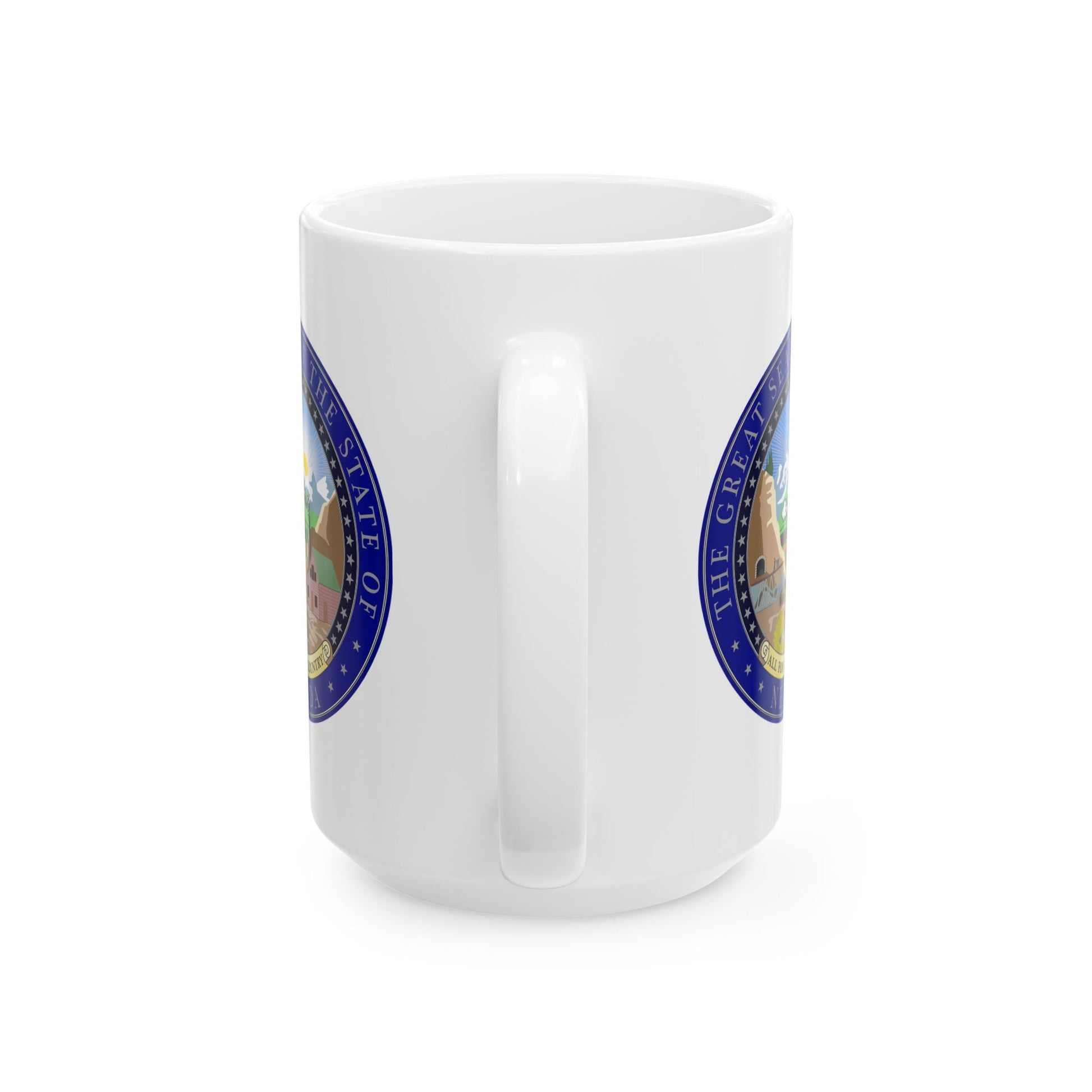 State Seal of Nevada Coffee Mug - Double Sided Print, White Ceramic, 15oz by TheGlassyLass.com