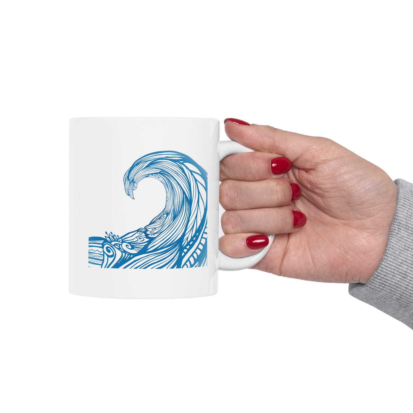Under The Wave Coffee Mug - Double Sided White Ceramic 11oz by TheGlassyLass.com