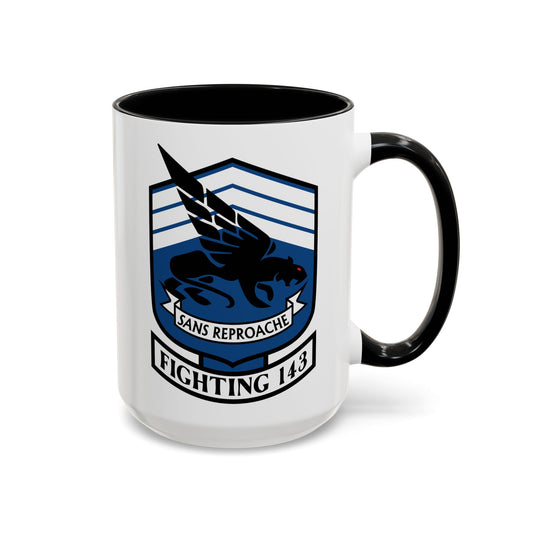US Navy VFA 143 Strike Fighter Squadron Seal Coffee Mug - Double Sided Print, Black Accent White Ceramic, 15oz by TheGlassyLass.com