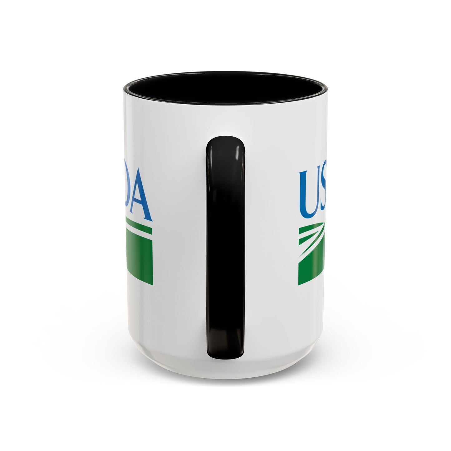 USDA Seal Coffee Mug - Double Sided Black Accent White Ceramic 15oz by TheGlassyLass.com
