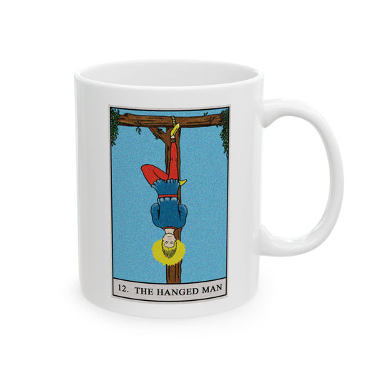 The Hanged Man Tarot Card Coffee Mug - Double Sided Print, White Ceramic, 11oz by TheGlassyLass.com