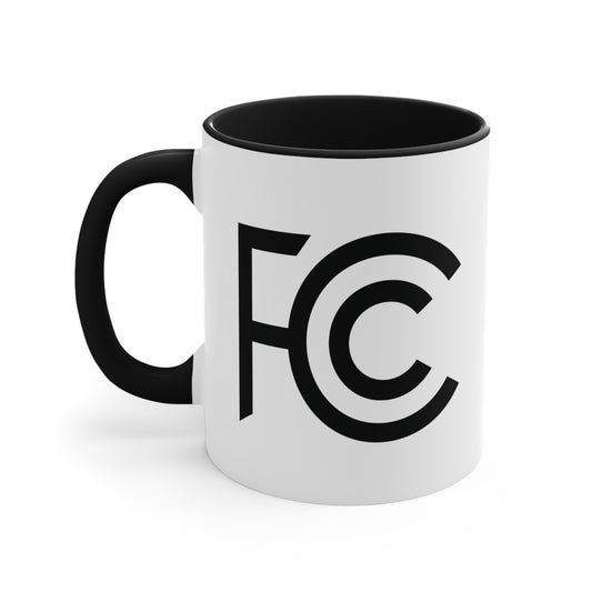 FCC Seal Coffee Mug - Double Sided Black Accent White Ceramic 11oz by TheGlassyLass.com