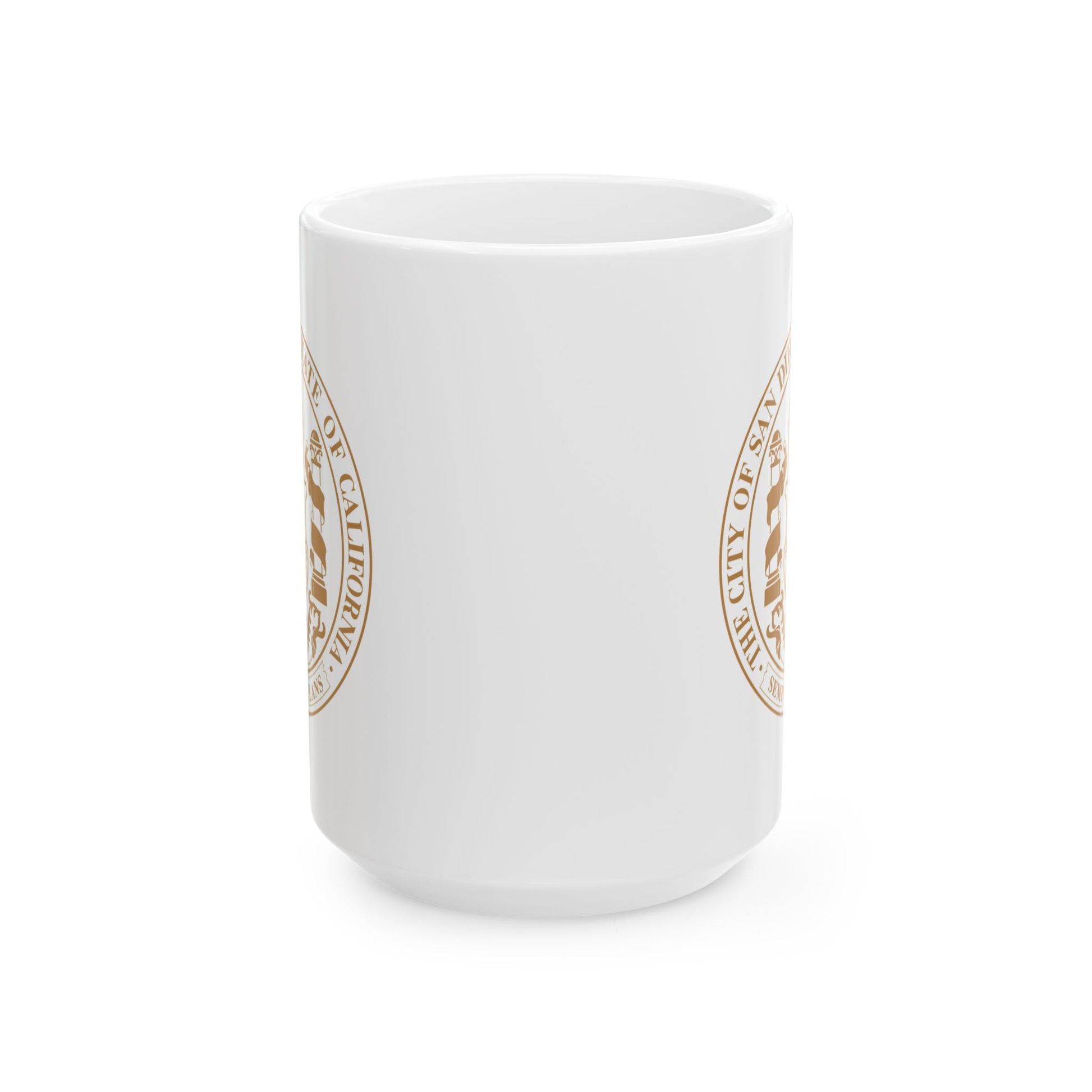 City of San Diego Seal Coffee Mug - Double Sided Print, White Ceramic, 15oz by TheGlassyLass.com