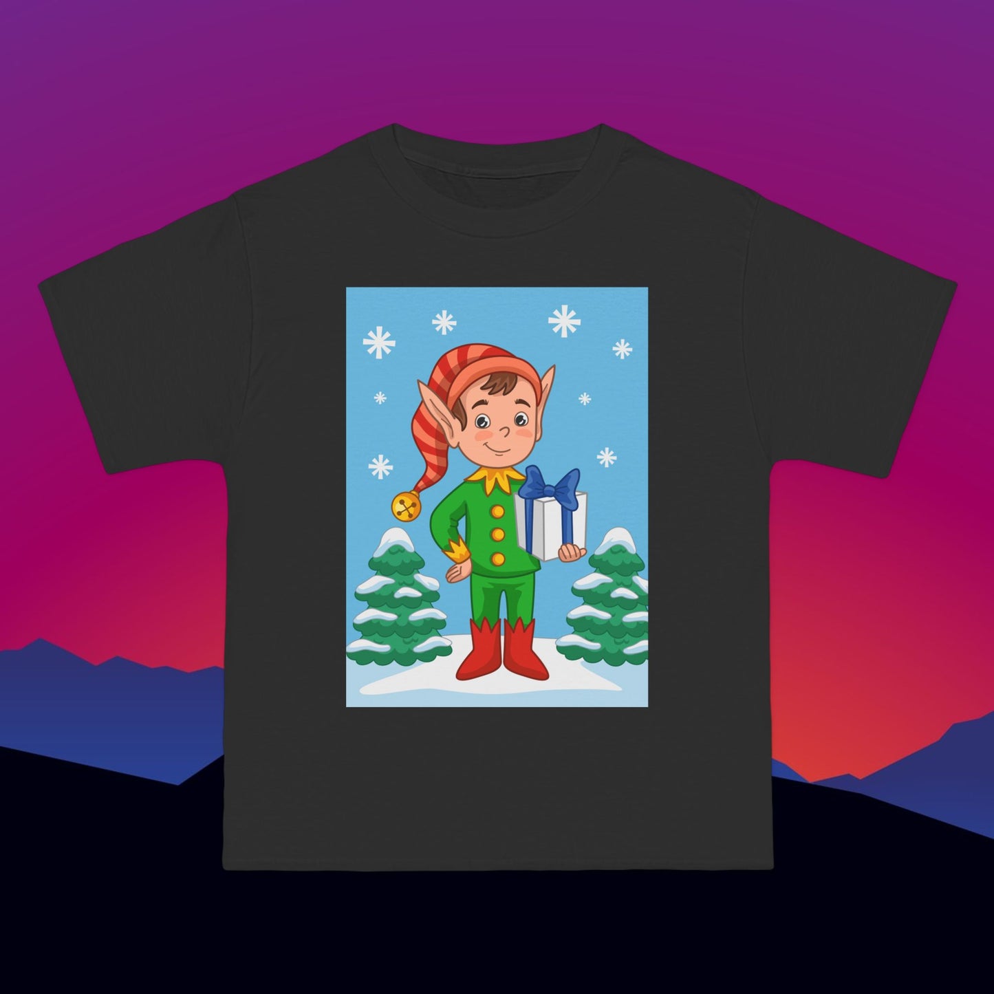 Christmas Elf T-Shirt: (Hanes Beefy-T 100% Preshrunk Cotton Custom Printed by TheGlassyLass.com