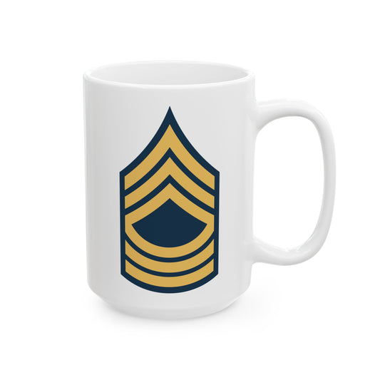 US Army Master Sergeant (E-8) Stripes Coffee Mug - Double Sided Print, White Ceramic, 15oz by TheGlassyLass.com