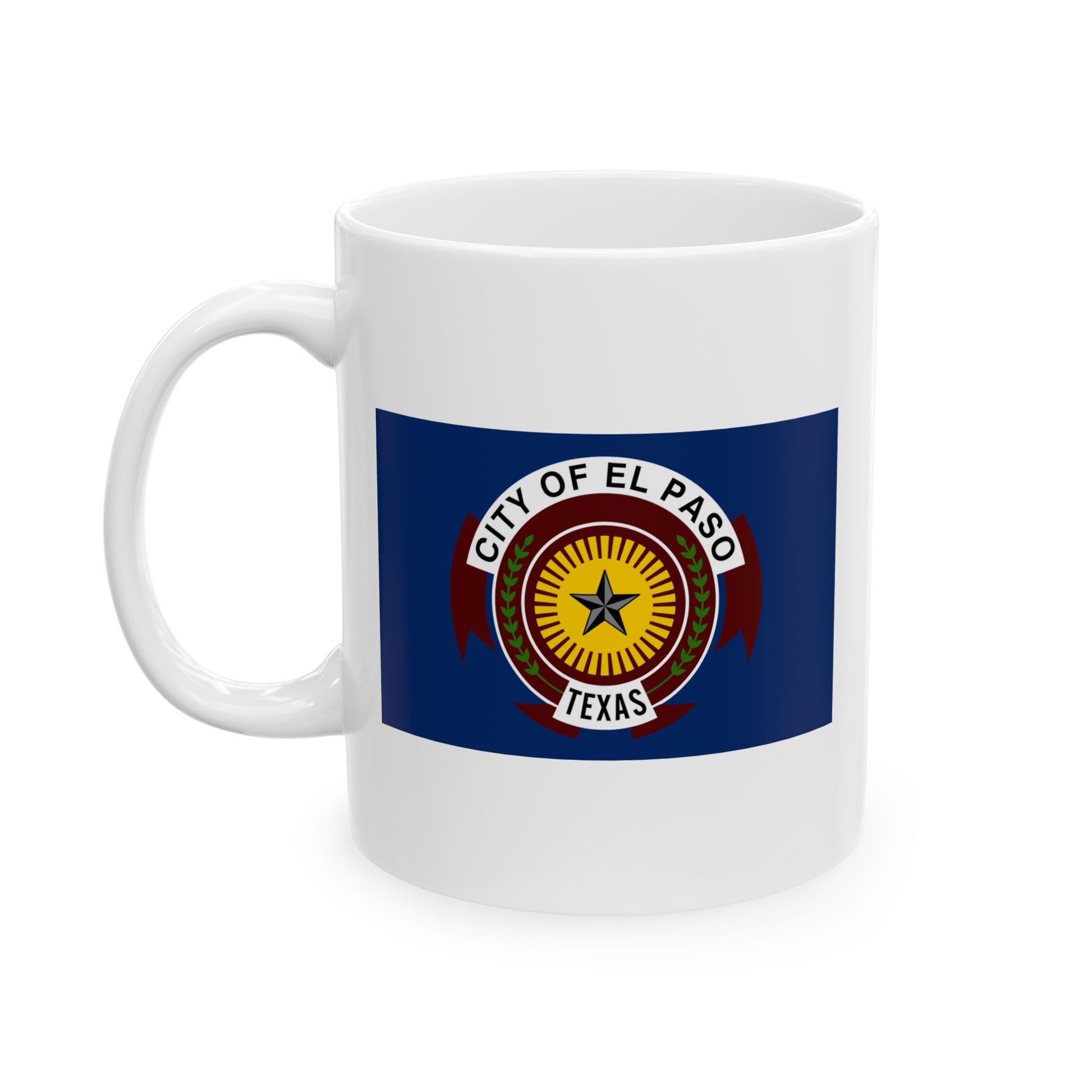 City of El Paso Coffee Mug - Double Sided Print, White Ceramic, 11oz by TheGlassyLass.com