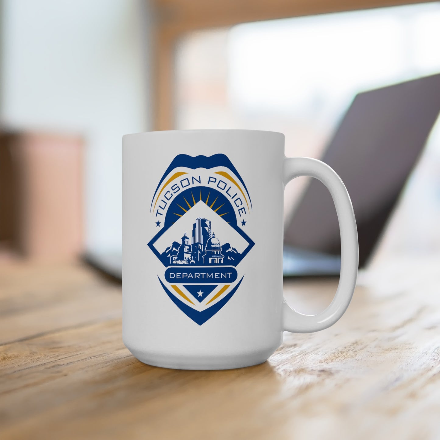 Tucson Police Coffee Mug - Double Sided Black Accent White Ceramic 15oz by TheGlassyLass.com