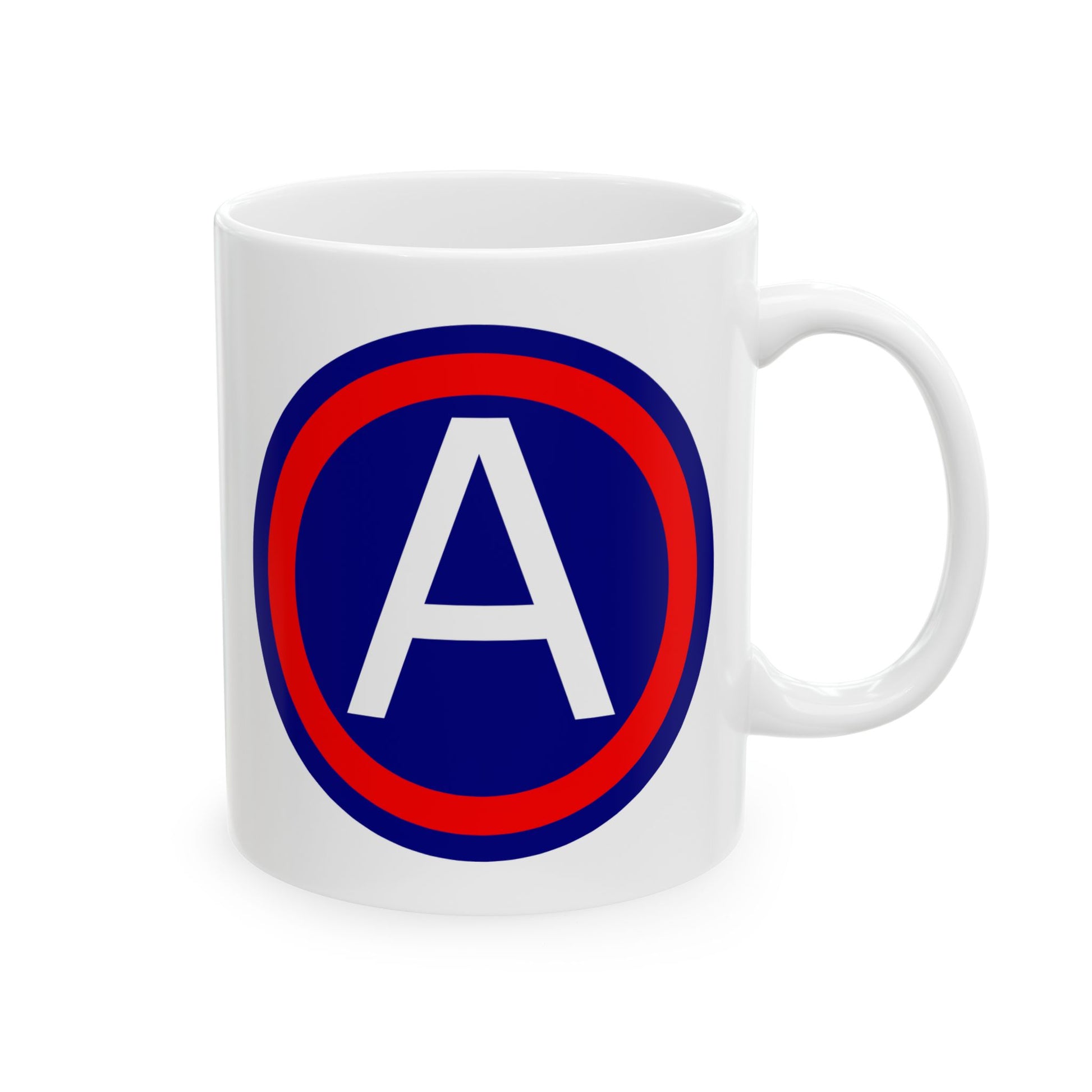 United States 3rd Army (Historical) Shoulder Patch Coffee Mug - Double Sided Print, White Ceramic, 11oz by TheGlassyLass.com