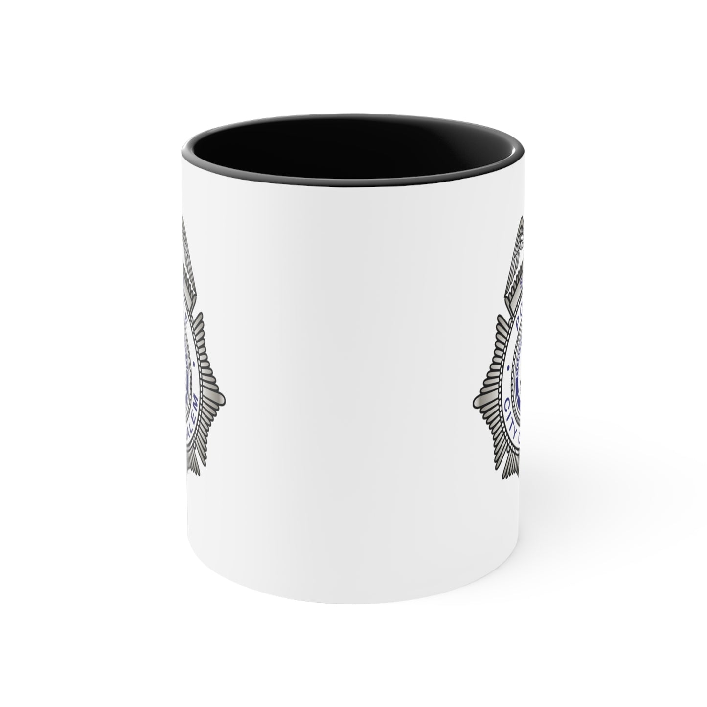 Salem Police Coffee Mug - Double Sided Black Accent White Ceramic 11oz by TheGlassyLass.com