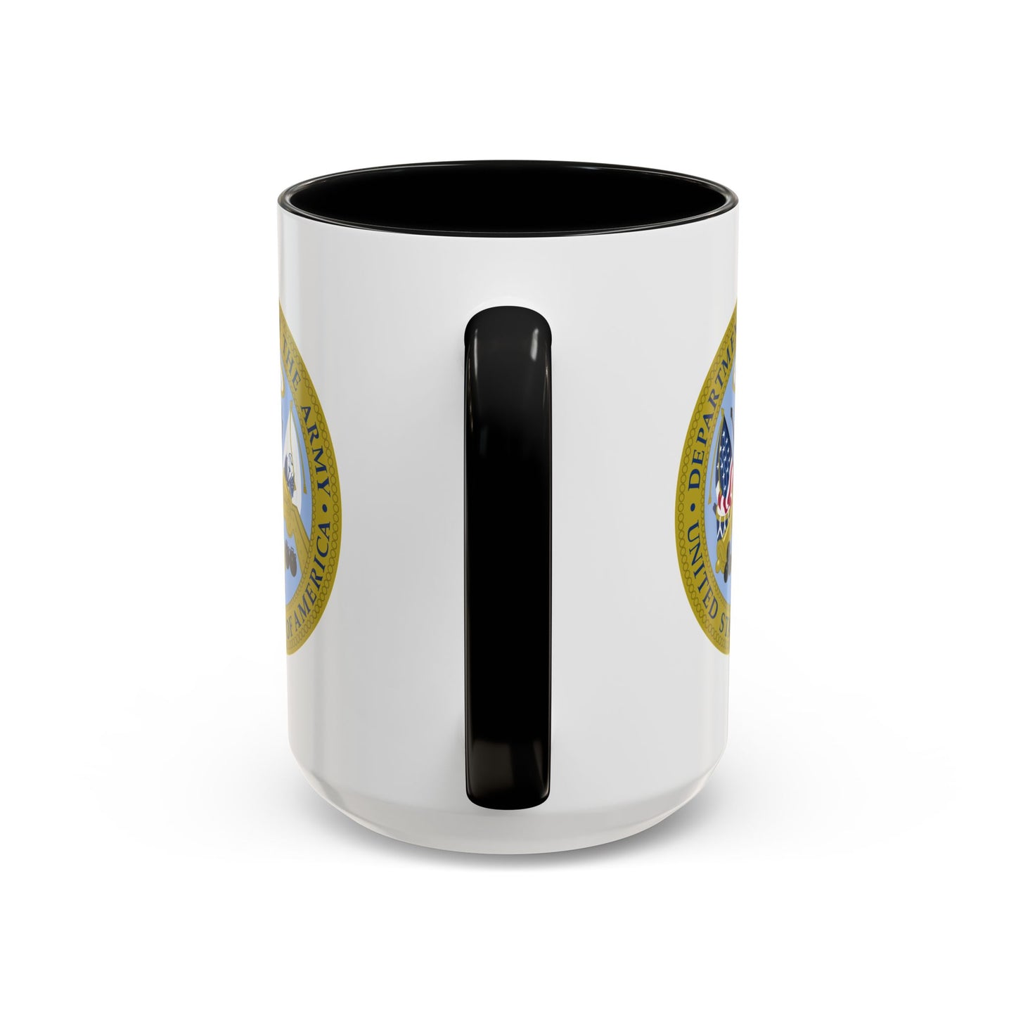 Department of the Army Seal Coffee Mug - Double Sided Print, Black Accent White Ceramic, 15oz by TheGlassyLass.com