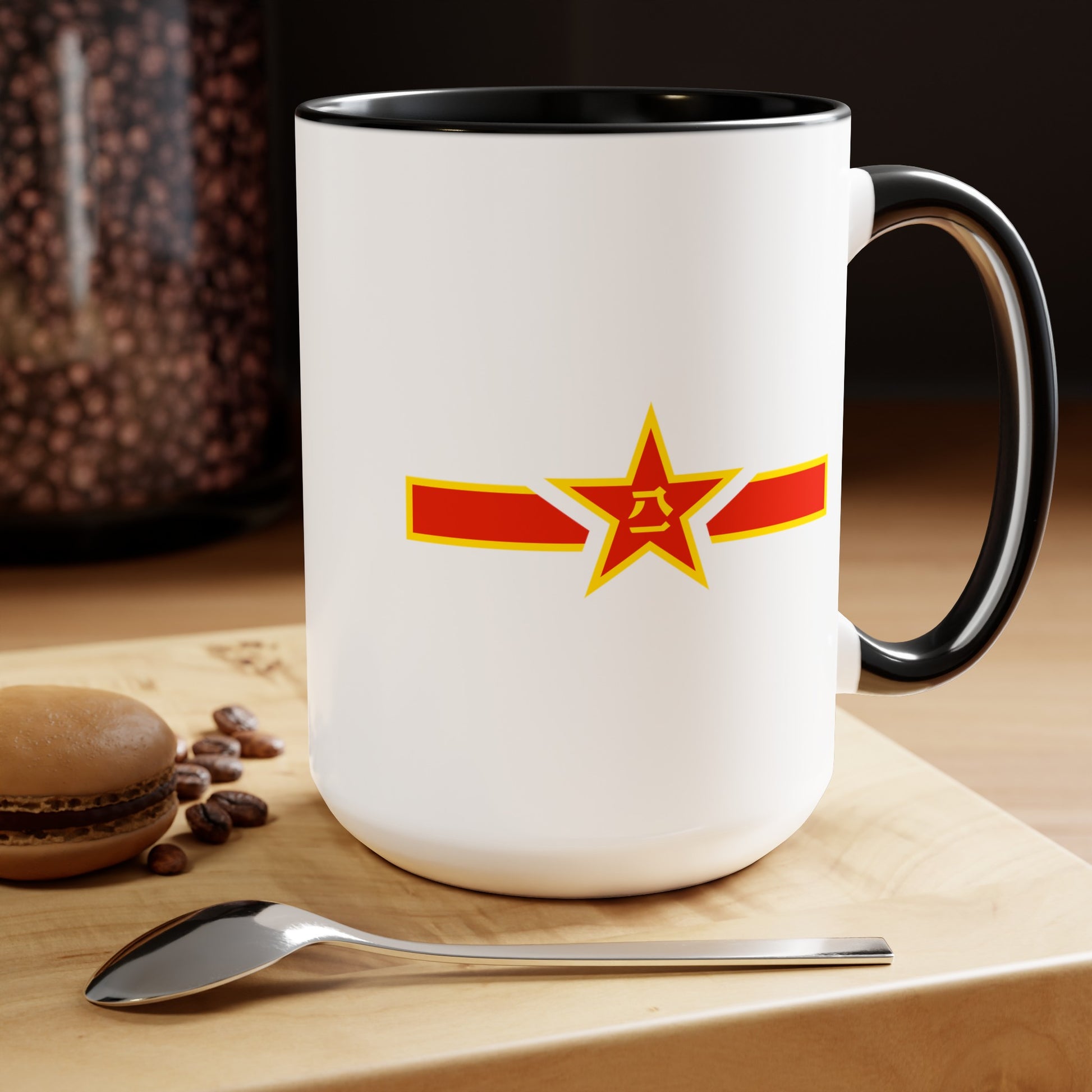 People's Republic of China Air Force Roundel - Double Sided Black Accent White Ceramic Coffee Mug 15oz by TheGlassyLass.com