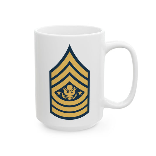 Sergeant Major of the Army (E-9S) Stripes Coffee Mug - Double Sided Print, White Ceramic, 15oz by TheGlassyLass.com