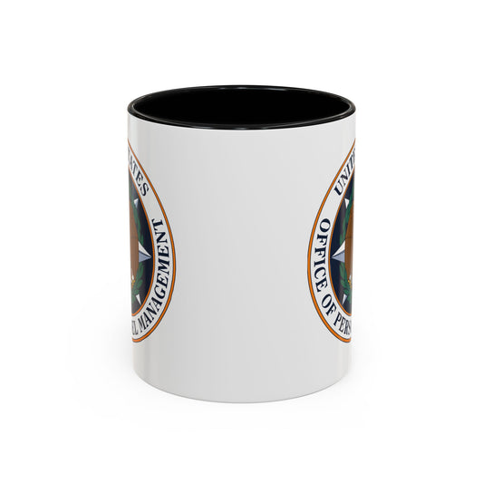 US Office of Personnel Management Coffee Mug - Double Sided Print, Black Accent White Ceramic, 11oz by TheGlassyLass.com