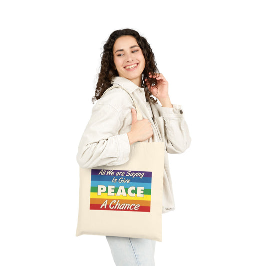 Give Peace a Chance Tote Bag - Heavyweight 100% Cotton Canvas by TheGlassyLass.com
