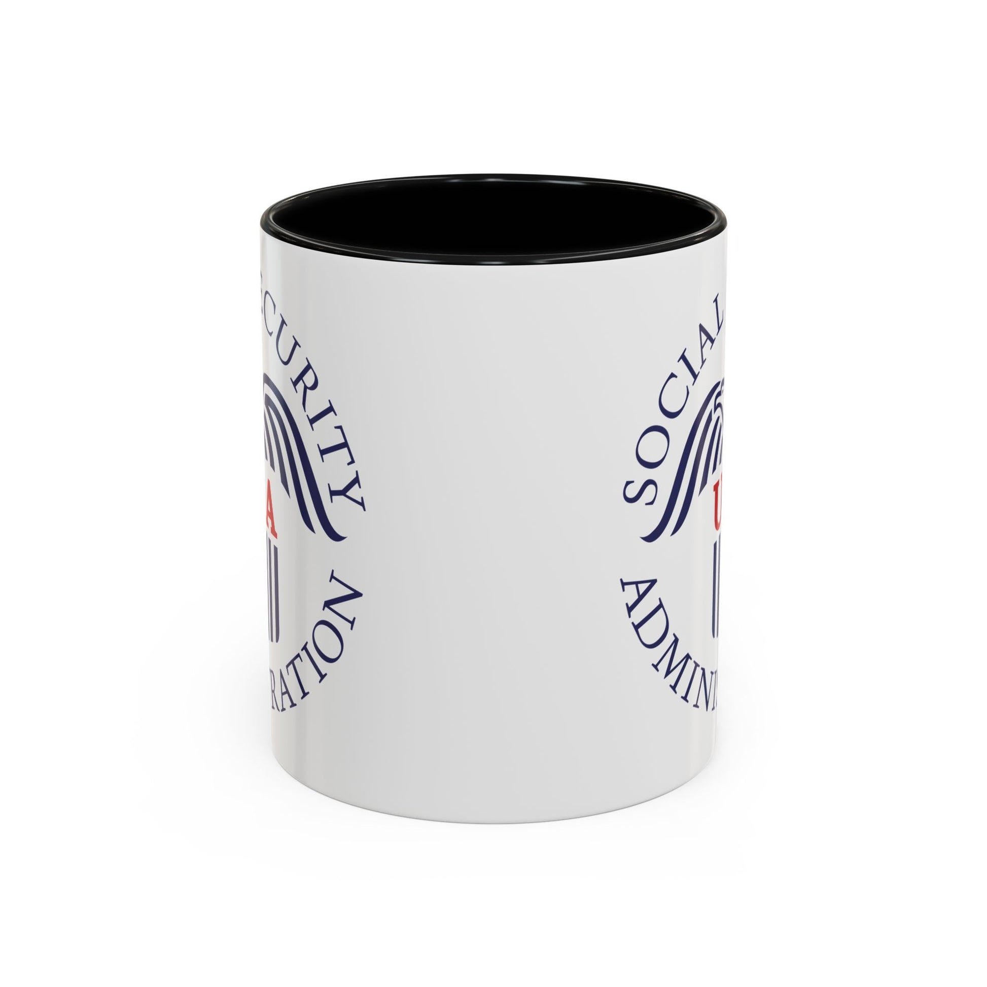 Social Security Administration Seal Coffee Mug - Double Sided Print, Black Accent White Ceramic, 11oz by TheGlassyLass.com