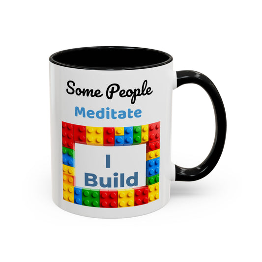 LEGO Build Coffee Mug - Double Sided Black Accent White Ceramic 11oz by TheGlassyLass.com