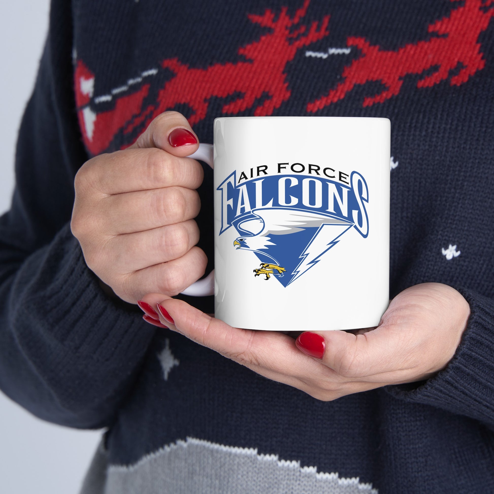 Air Force Falcons - Double Sided White Ceramic Coffee Mug 11oz by TheGlassyLass.com