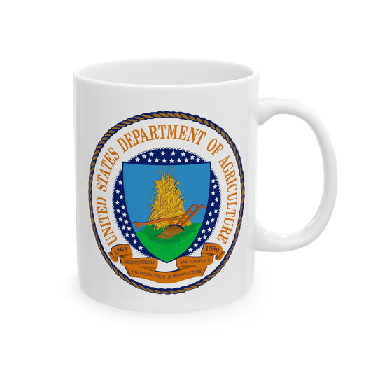 United States Department of Agriculture Seal Coffee Mug - Double Sided Print, White Ceramic, 11oz by TheGlassyLass.com