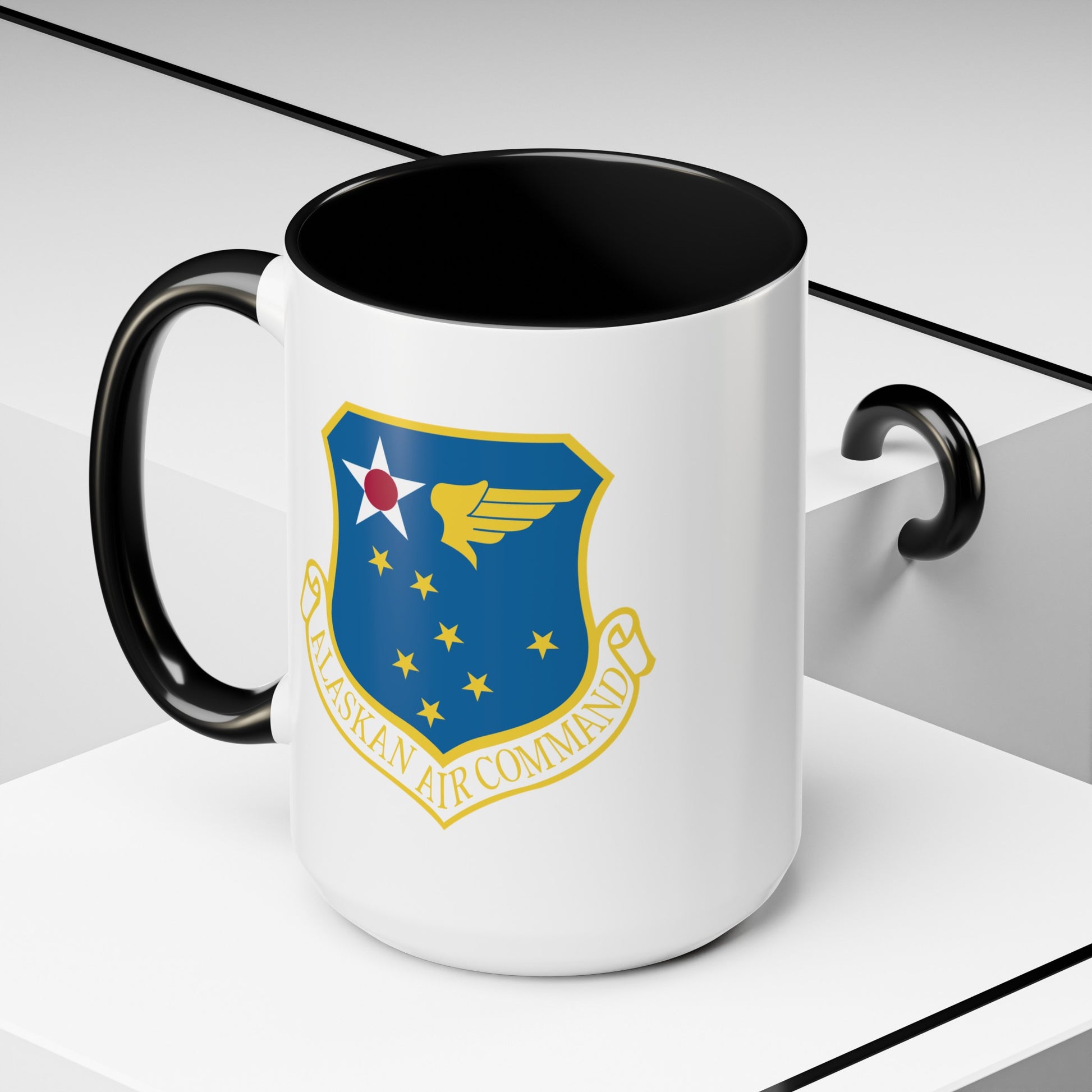 US Air Force Alaskan Air Command - Double Sided Black Accent White Ceramic Coffee Mug 15oz by TheGlassyLass.com