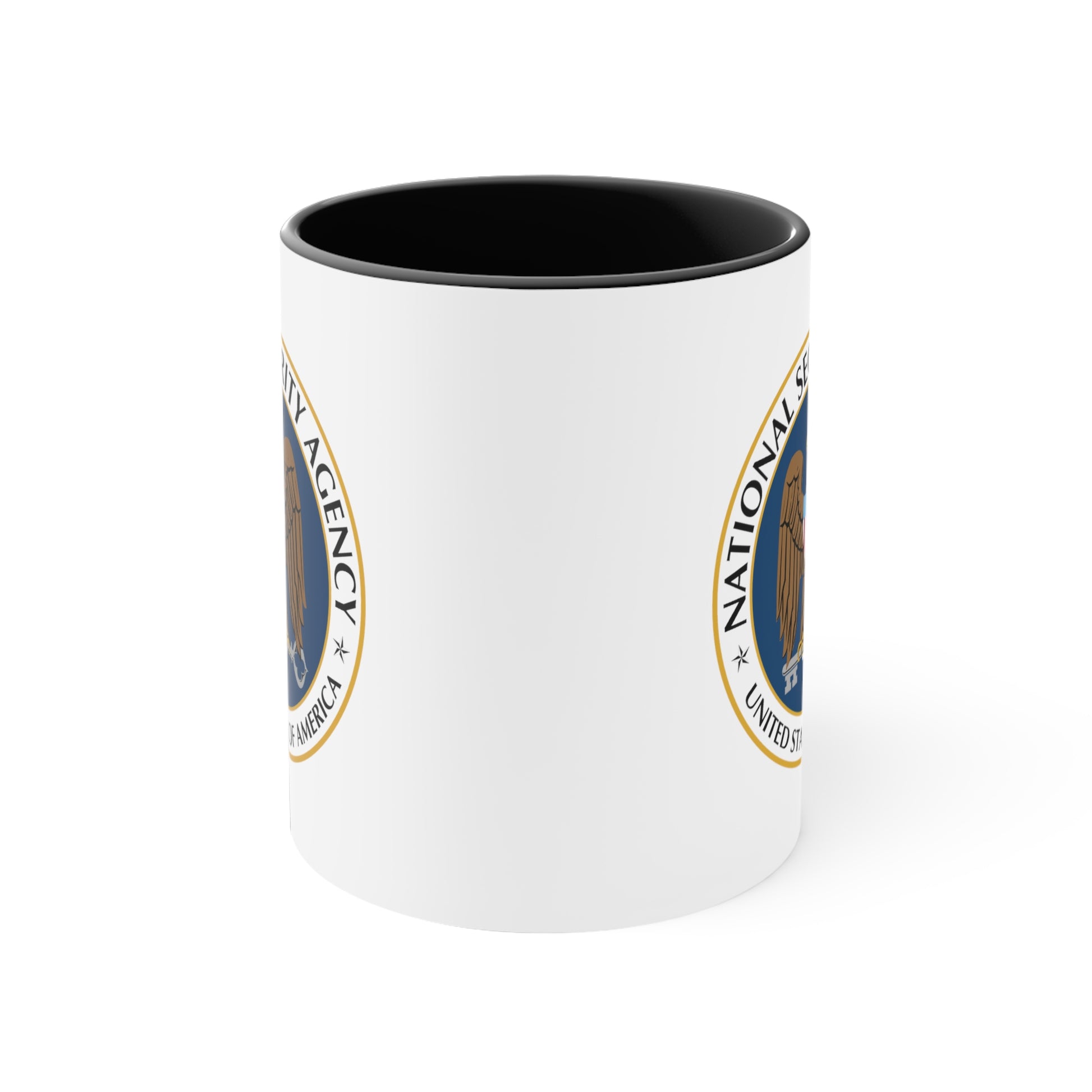 National Security Agency Coffee Mug - Double Sided Black Accent White Ceramic 11oz by TheGlassyLass.com
