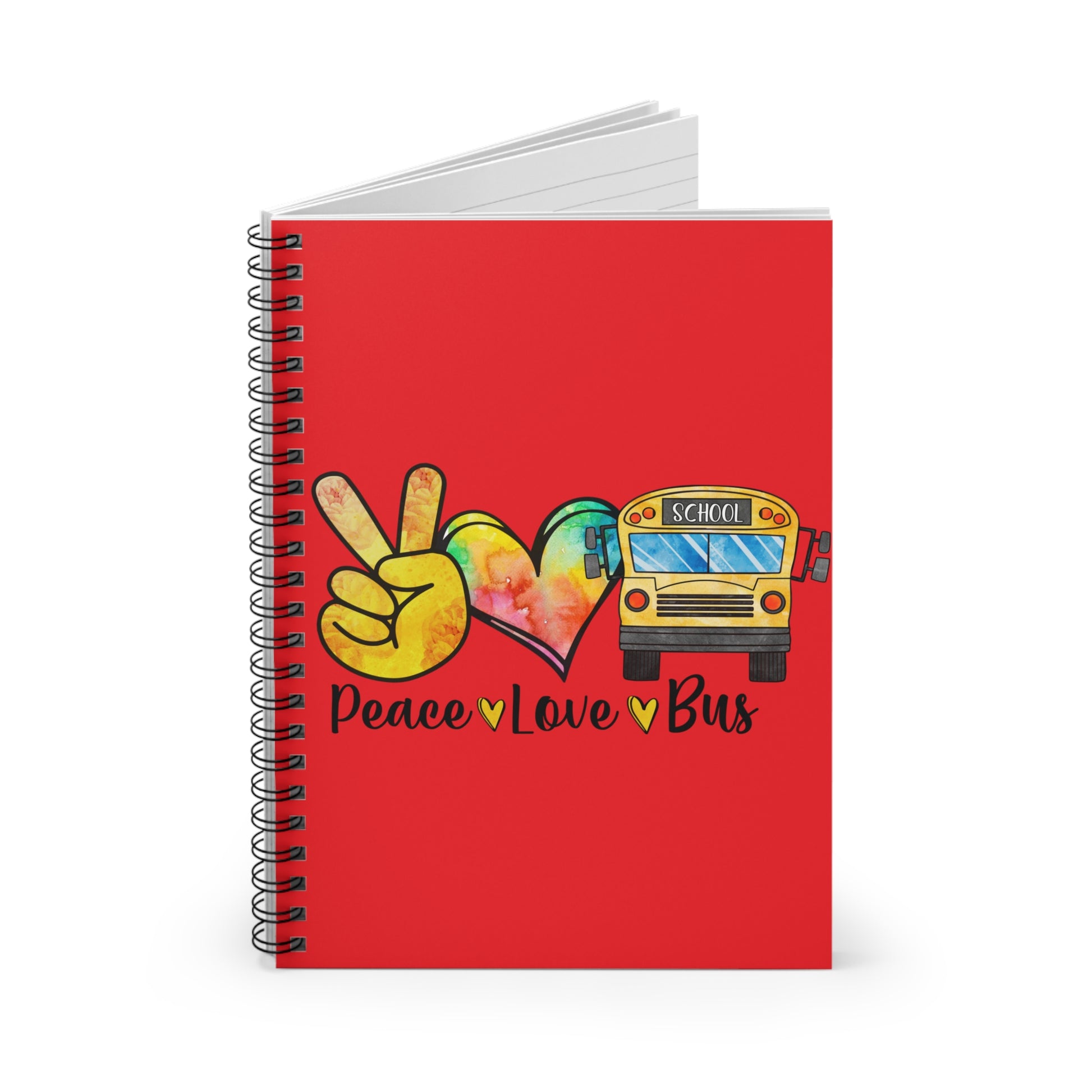 Peace - Love - School Bus: Spiral Notebook - Log Books - Journals - Diaries - and More Custom Printed by TheGlassyLass
