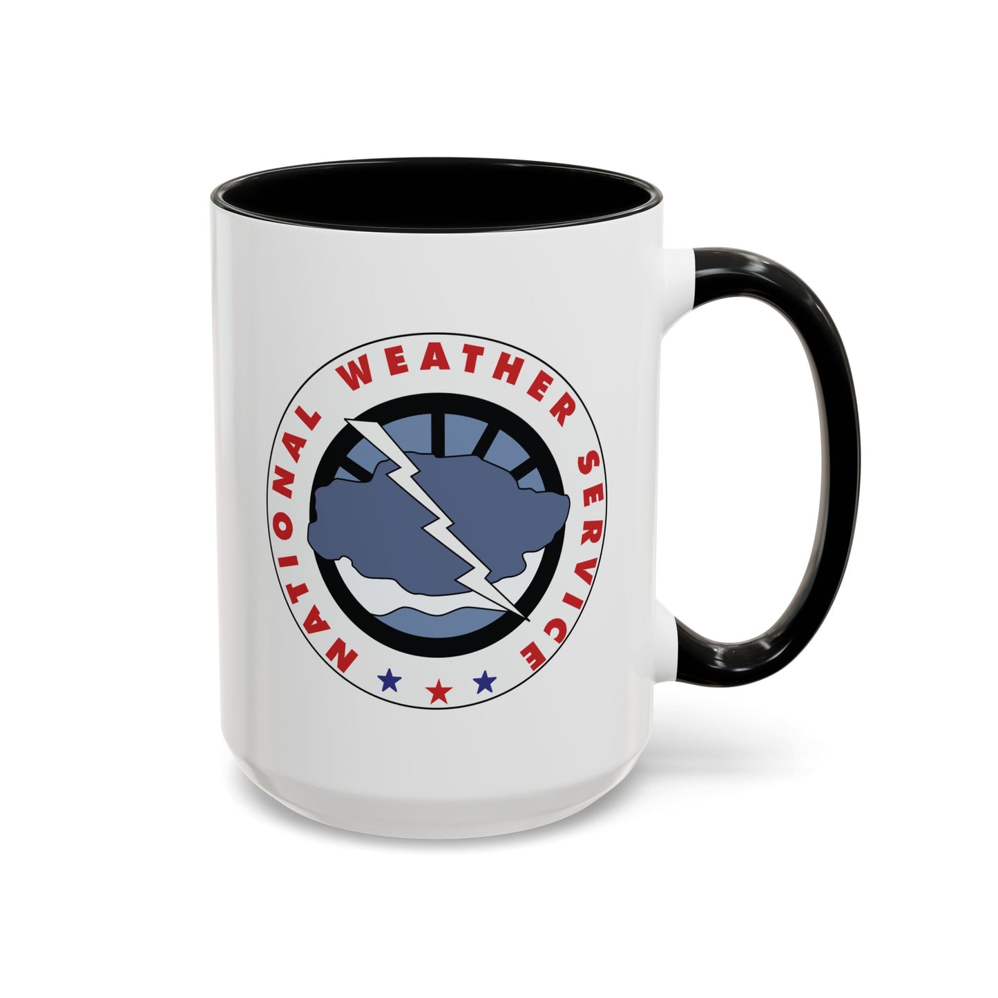 National Weather Service Coffee Mug - Double Sided Black Accent White Ceramic 15oz by TheGlassyLass.com