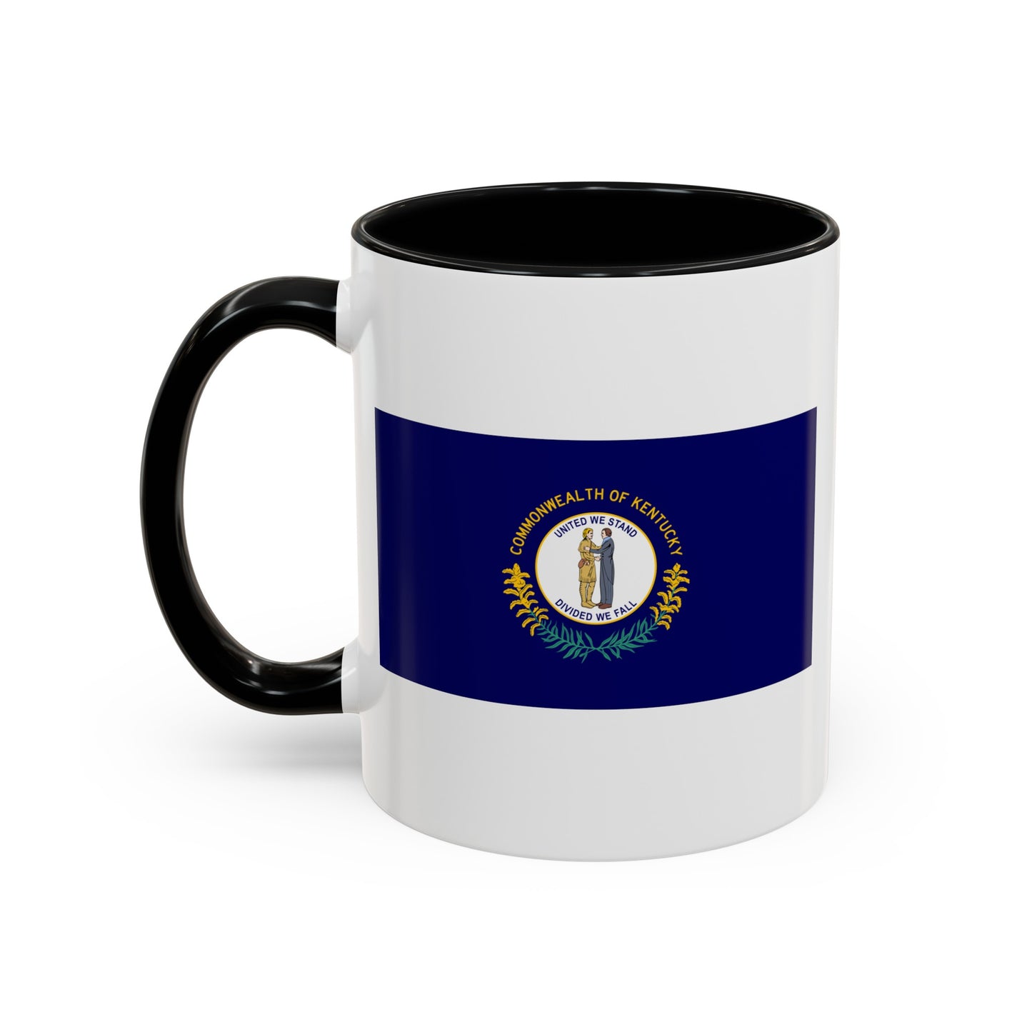 Commonwealth of Kentucky State Flag - Double Sided Black Accent White Ceramic Coffee Mug 11oz by TheGlassyLass.com